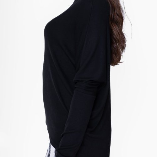 dolman ribbed crew black top yakira bella 779419