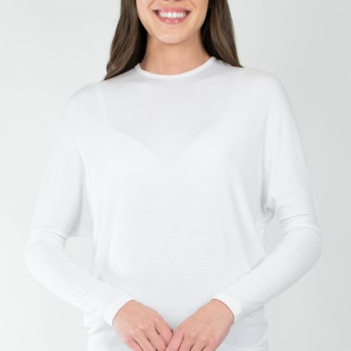 dolman ribbed crew white top yakira bella 683778