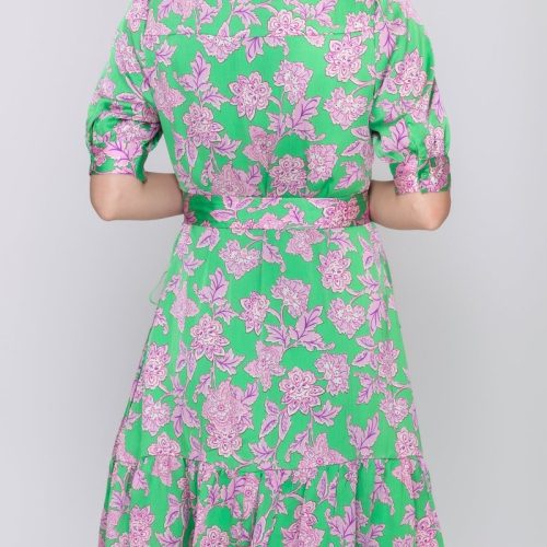 esme dress short sleeve greenpink 41 dress yakira bella 123392