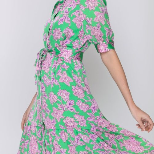 esme dress short sleeve greenpink 41 dress yakira bella 192592