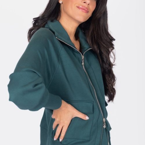 mina zip up jacket dark green top yakira bella 736134