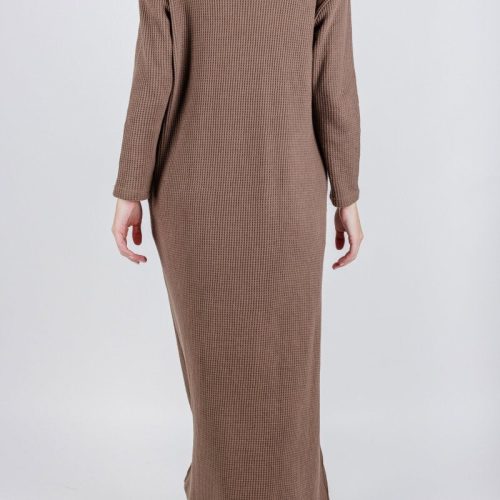 reese dress waffle long sleeve brown dress yakira bella 470926