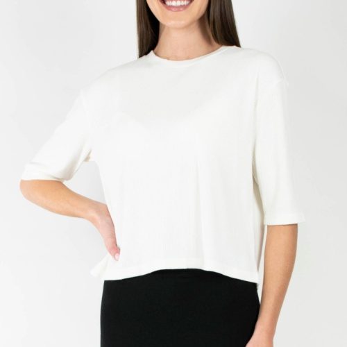 remi tee ribbed off white top yakira bella 803613