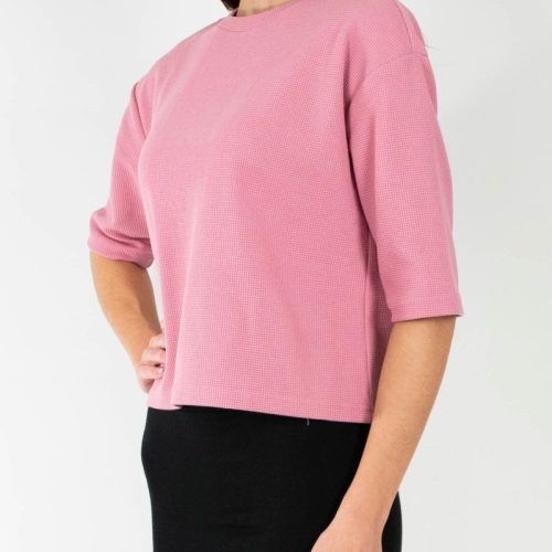 remi tee waffle knit pink blush top yakira bella 778234