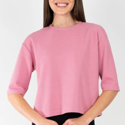 remi tee waffle knit pink blush top yakira bella 904289