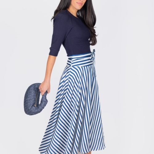 sandy skirt blue stripe skirt yakira bella 747425